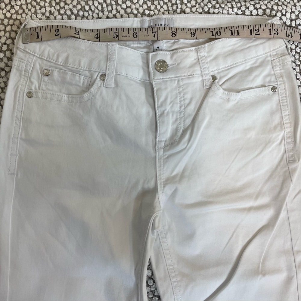 Celebrity Pink White Bell Bottom Pants Mid Rise Wide Leg Size 25 - Picture 9 of 11
